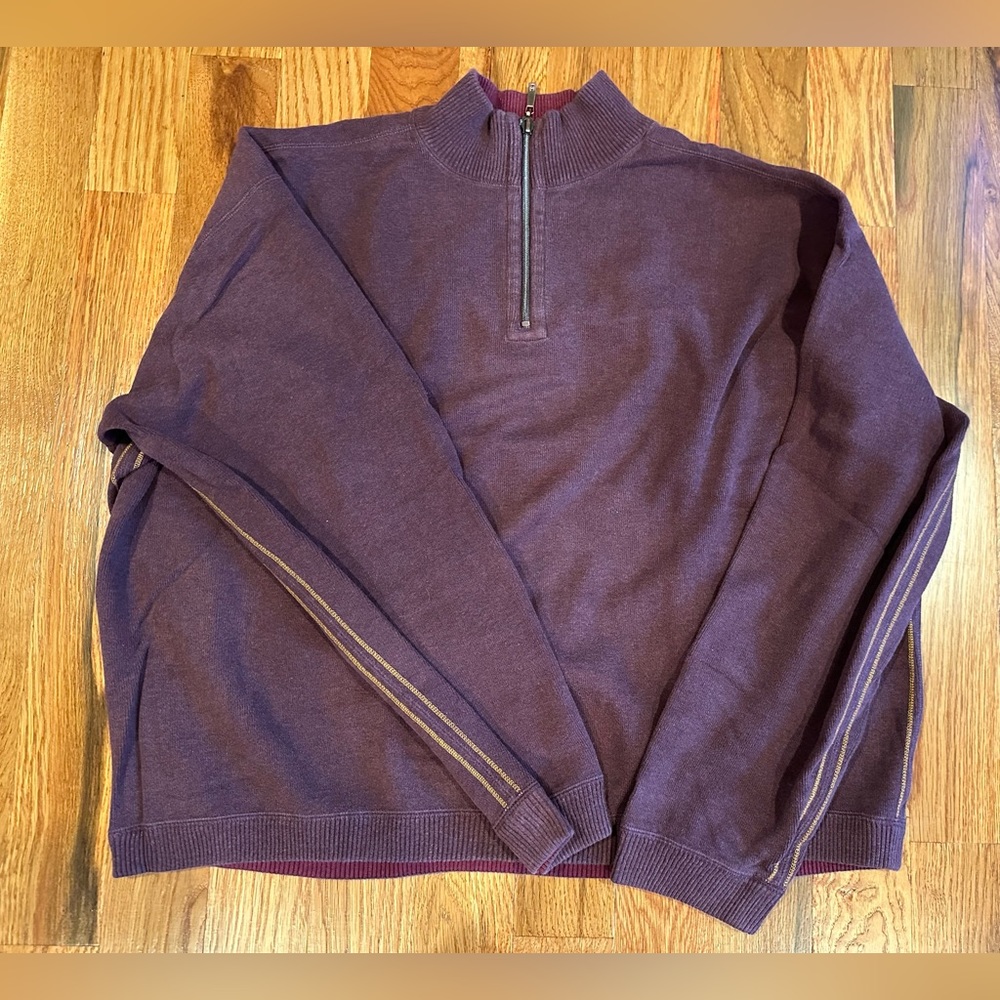Tommy Bahama Mens Sweater Reversible 1/4 Zip Pullover XXL Burgundy